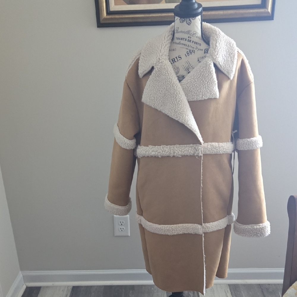 BearPaw Tan and Cream Shearling Coat